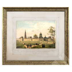 Башелье Ш.-К.. Вид Новодевичьего монастыря. Бумага, литография с тоном. Изд. Дациаро. Россия. 1840-е