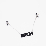 Зажимы на соски с кожаной подвеской Bitch