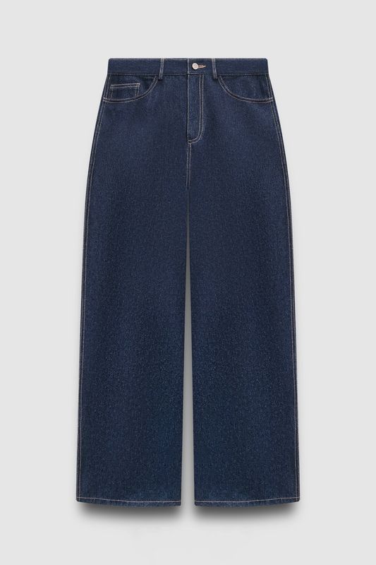 Джинсы Wide leg со вставками, темно-синий