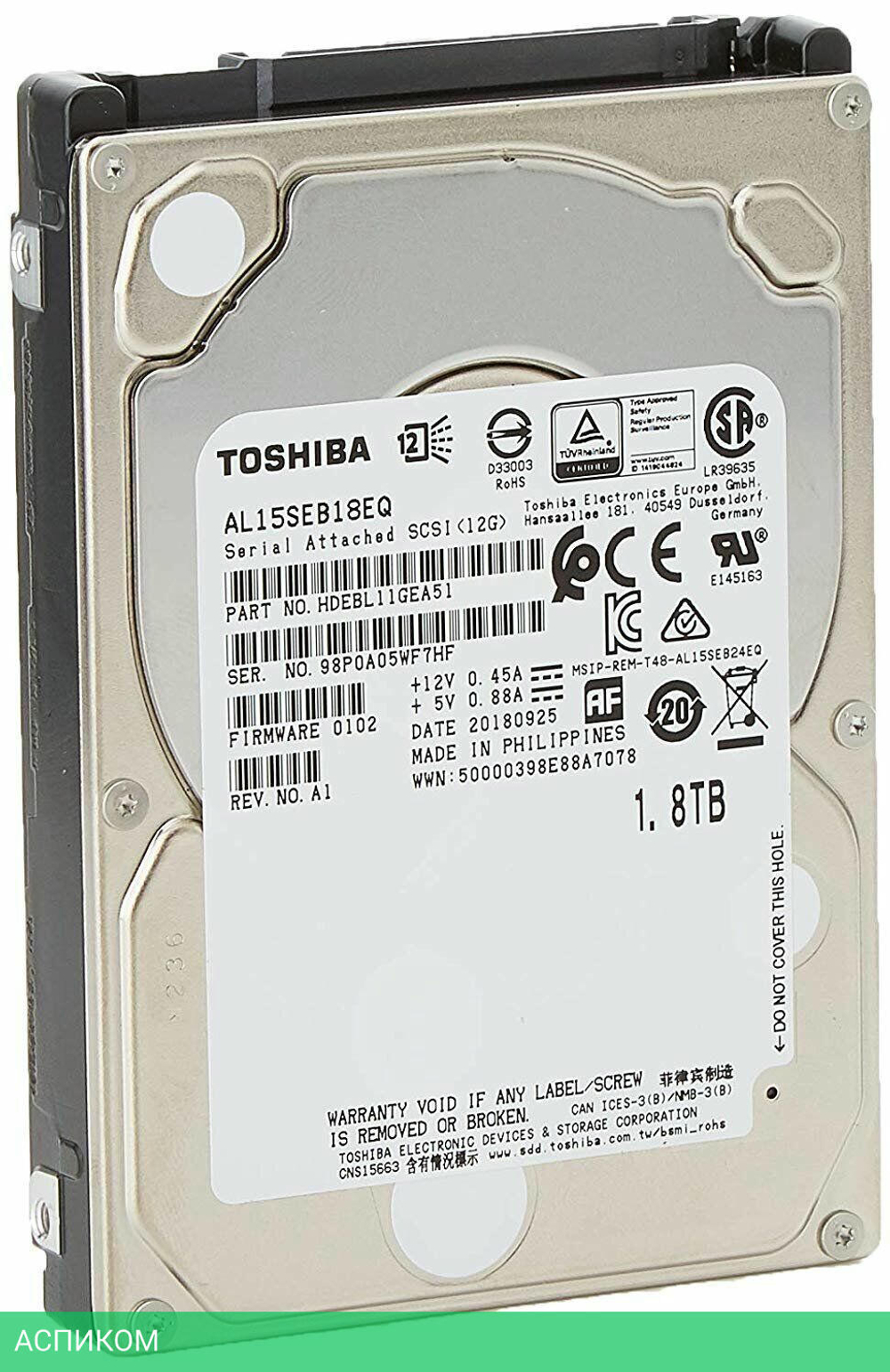 Жесткий диск Toshiba 1.8TB 10500RPM (AL15SEB18EQ)