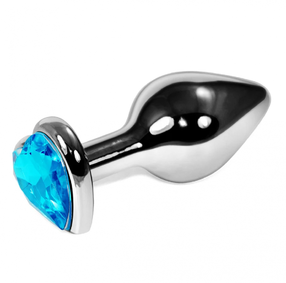 Анальная втулка с кристаллом сердце Small голубой 7 см Анальная втулка с кристаллом сердце Small голубой 7 см