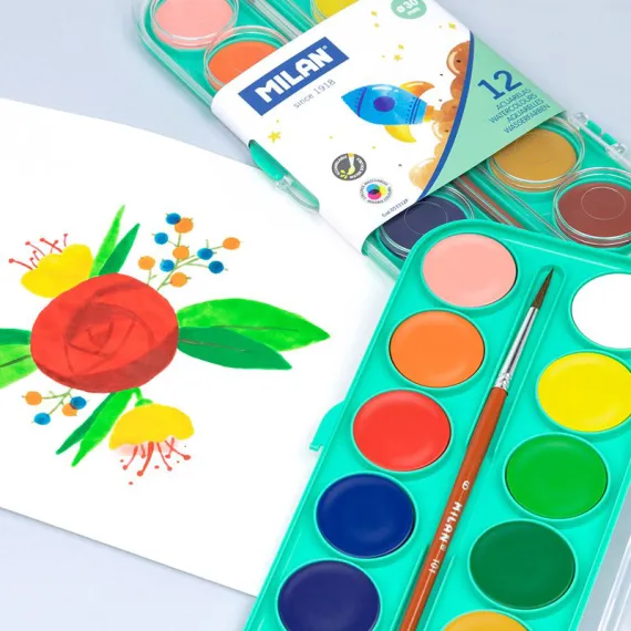 Akvarel boya \ Акварельные краски  SET OF 12 WATERCOLOUR TABLETS Ø30mm