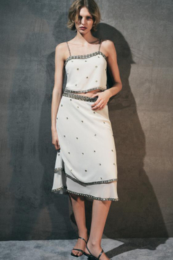 ZARA ТОП НА БРЕТЕЛЯХ С ПАЙЕТКАМИ, СЕРЫЙ