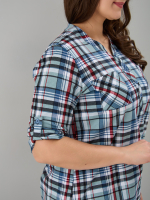 Блузка БЛ-131/клеткасерый-индигокрасный