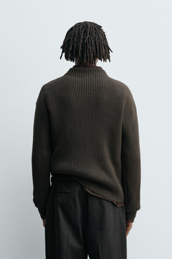 ZARA ДЖЕМПЕР С ВОРОТНИКОМ PERKINS, ХАКИ