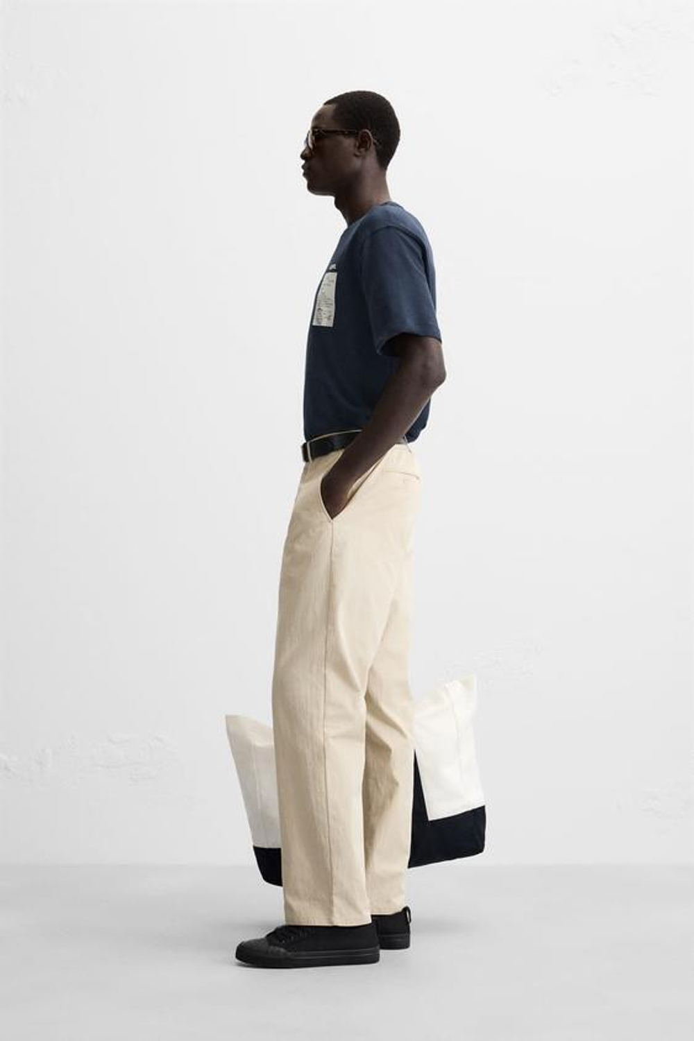 ZARA ФУТБОЛКА SQIRL С ПРИНТОМ, МОРСКОЙ СИНИЙ