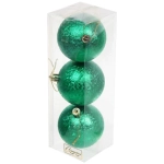 Новогодние шары 7см (набор 3шт) «Мягкий блеск», зеленый