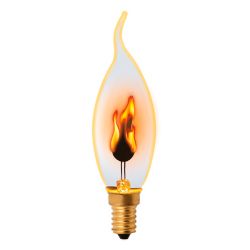 IL-N-CW35-3-RED-FLAME-E14-CL Лампа декоративная с типом свечения эффект пламени. Форма свеча на ветру. прозрачная. Картон. ТМ Uniel.