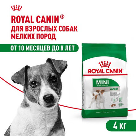 Royal Canin Mini Adult Мини Эдалт Корм сухой для взрослых собак мелких пород от 10 месяцев и старше 4кг