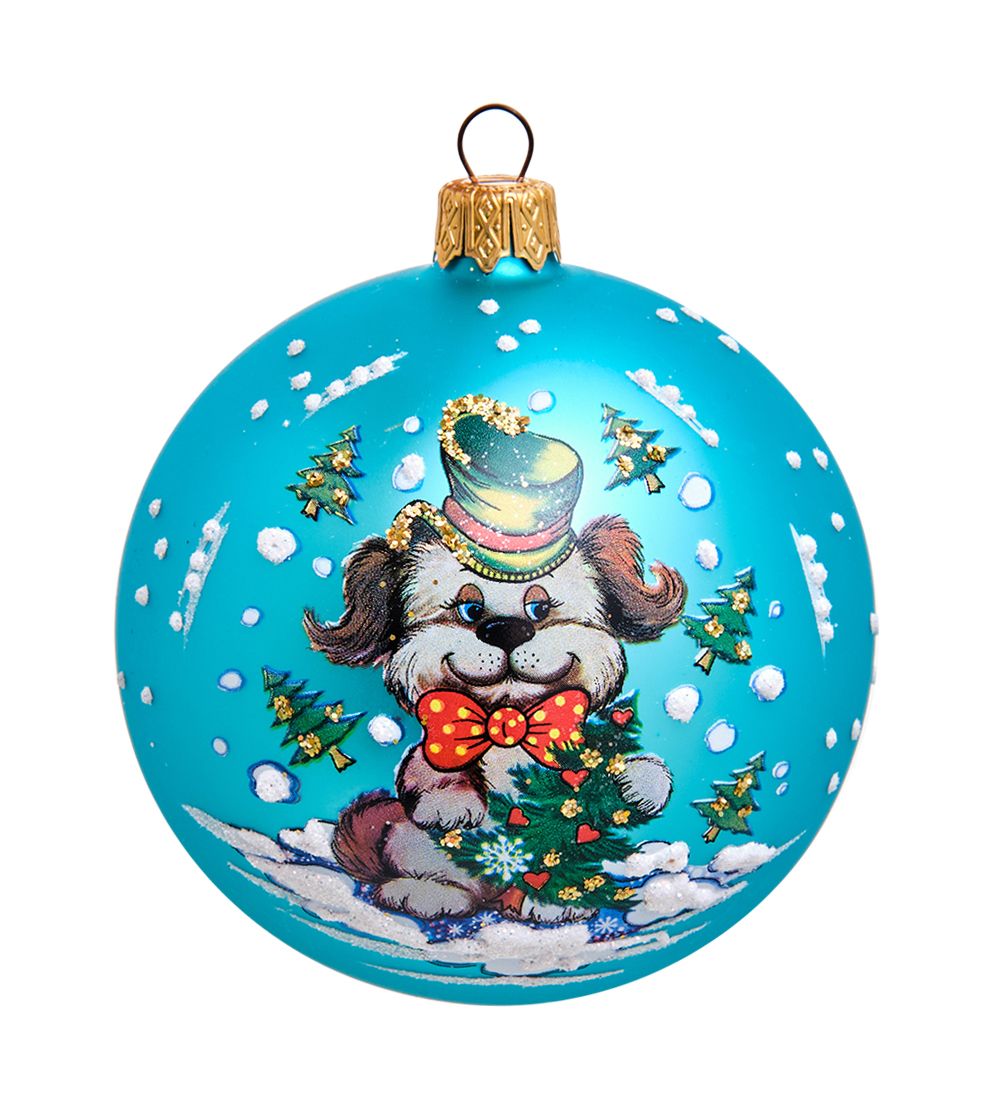 Элита НФШ-1222/3 Ел.украшение Шар «Собачка с ёлкой» 85 мм