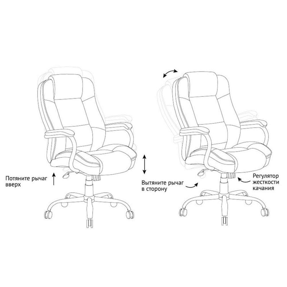 Кресло руководителя Helmi HL-ES01 "Extra Strong" повышенной прочности, экокожа черная, до 200кг
