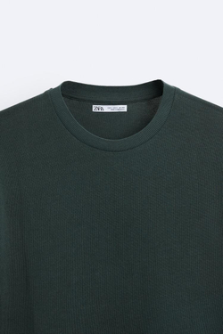 ZARA ХЛОПКОВАЯ ФУТБОЛКА, НЕФТЯНОЙ