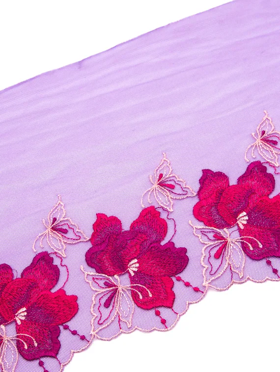 05-145 Вышивка на неэл. сетке 21 см, фуксия (правая)