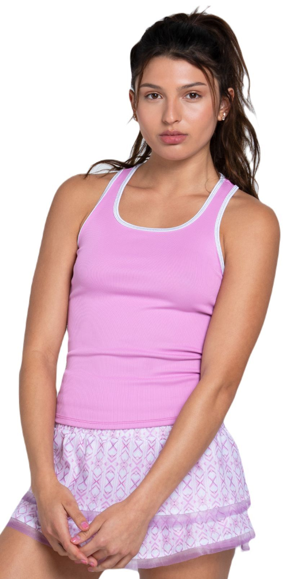 Женский топ теннисный Lucky in Love Mystic Petal Pink Rival Rib - Розовый