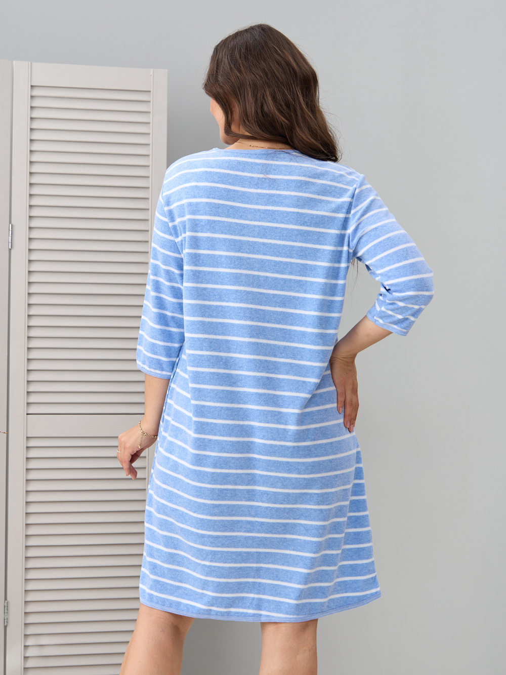 Халат Хм-562/голубой-полоса-и