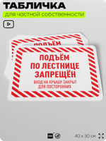 Табличка для частной территории "Подъем по лестнице запрещен", на дом, для участка, организаций и частных территорий, предупреждающая, 40х30 см, Silver Plane x Айдентика Технолоджи