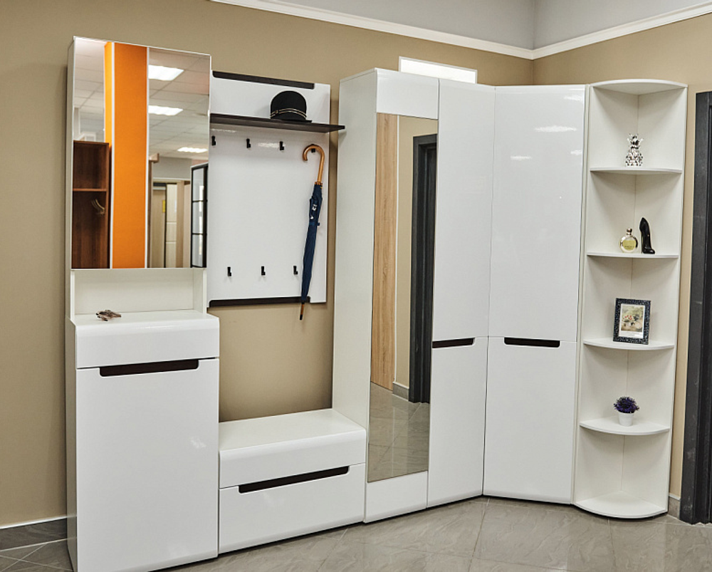 Тумба универсальная (для обуви) Стокгольм белый/белый глянец