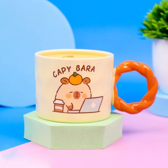 Кружка керамическая Капибара Work, желтый 400мл