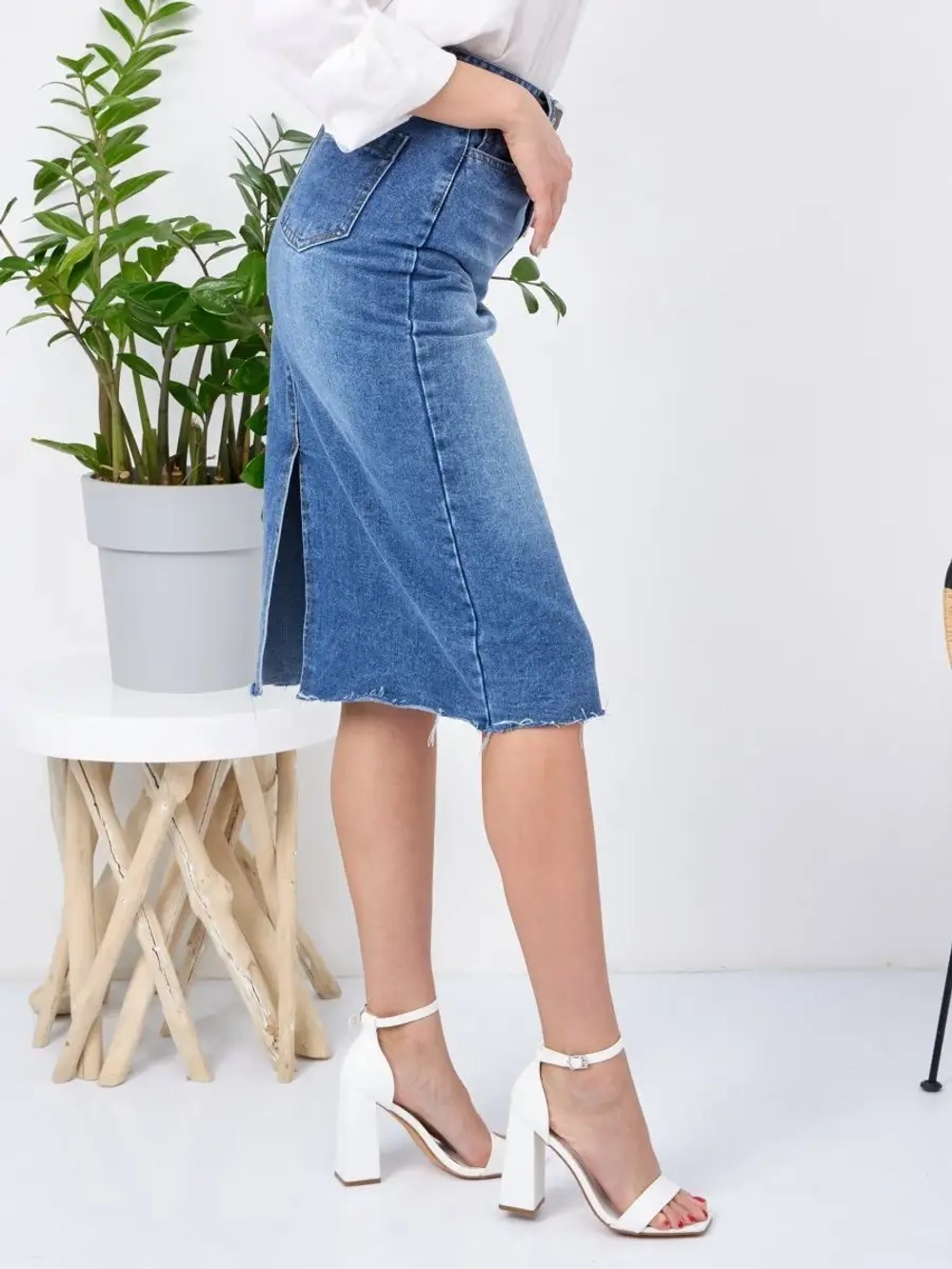 ♡︎ Юбка джинсовая длинная с разрезом ♡︎