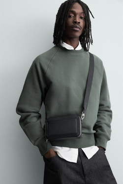 ZARA СУМКА ЧЕРЕЗ ПЛЕЧО С ТЕКСТУРОЙ, ЧЕРНЫЙ