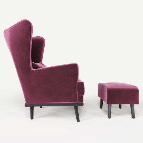 Комплект кресла и пуфа Фантазёр велюр Z-10 (Бордовый) на высоких ножках, для отдыха и чтения книг. В гостиную, балкон, спальню и переговорную комнату.
