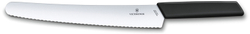 Фото нож для хлеба и выпечки VICTORINOX Swiss Modern волнистое лезвие из нержавеющей стали 26 см рукоять из синтетического материала чёрного цвета в блистере с гарантией