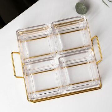 Менажница «Эстет», 4 секции, стекло 250 мл, 22,5×19×6 см