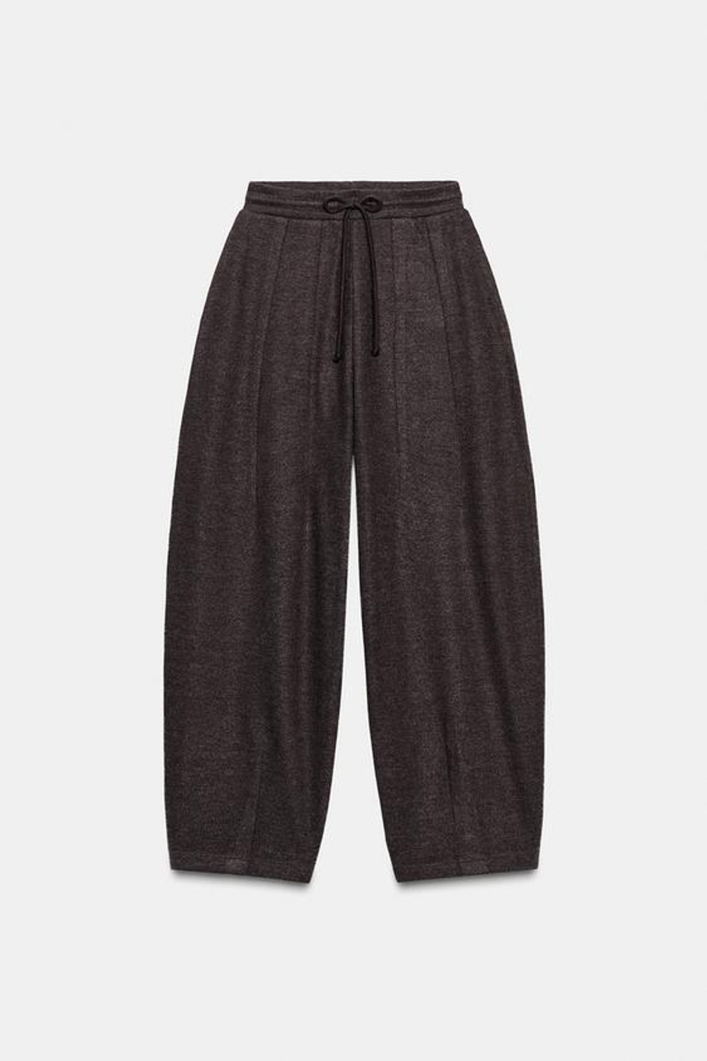 ZARA БРЮКИ BALLOON В РУБЧИК, КОРИЧНЕВЫЙ