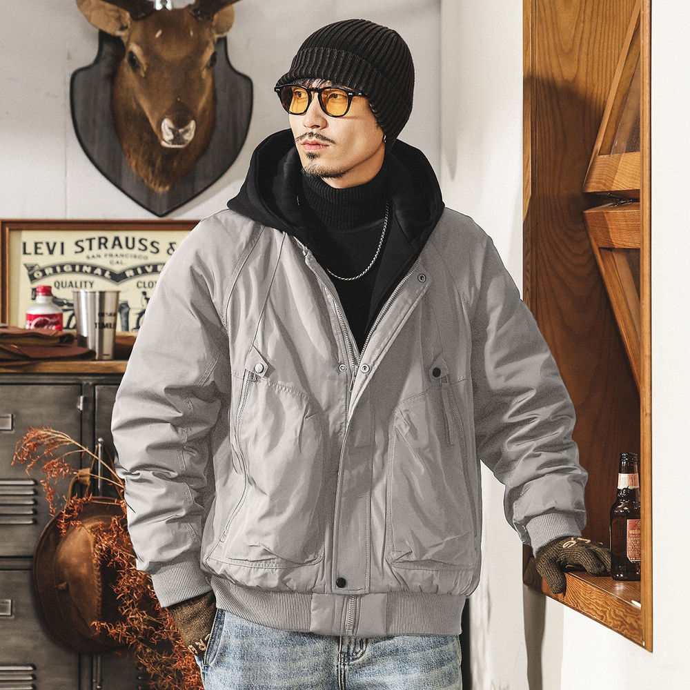 Мужская пуховая куртка из двух частей в стиле американского ретро, зимнее утолщенное пальто с капюшоном из 90% белого утиного пуха, морозостойкое и теплое.