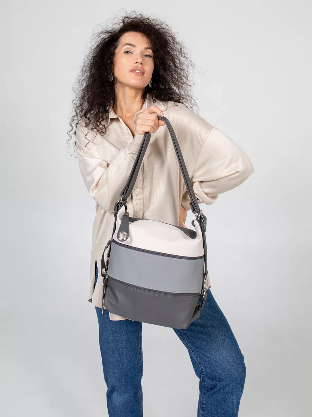 Сумка рюкзак через плечо большая шоппер