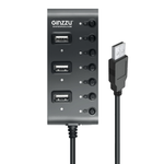 Картридер USB - Xaб Ginzzu GR-487UAB (7USB 2.0) + адаптер