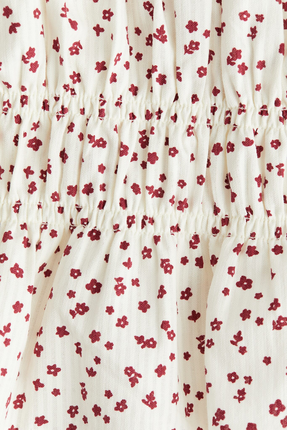 H&M Блузка из плиссированного хлопка с принтом, кремовый