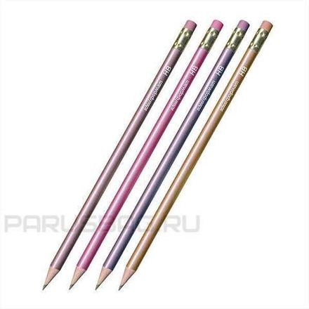 Карандаш чернографитный schoolФормат Metallic, HB, с ластиком, круглый корпус