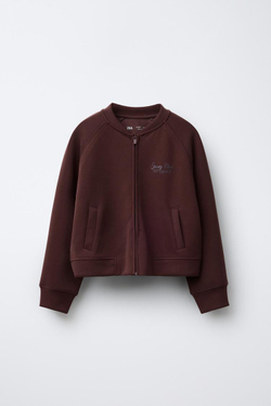 ZARA СПОРТИВНАЯ ТОЛСТОВКА С РЕЛЬЕФНОЙ НАДПИСЬЮ, ВИННЫЙ
