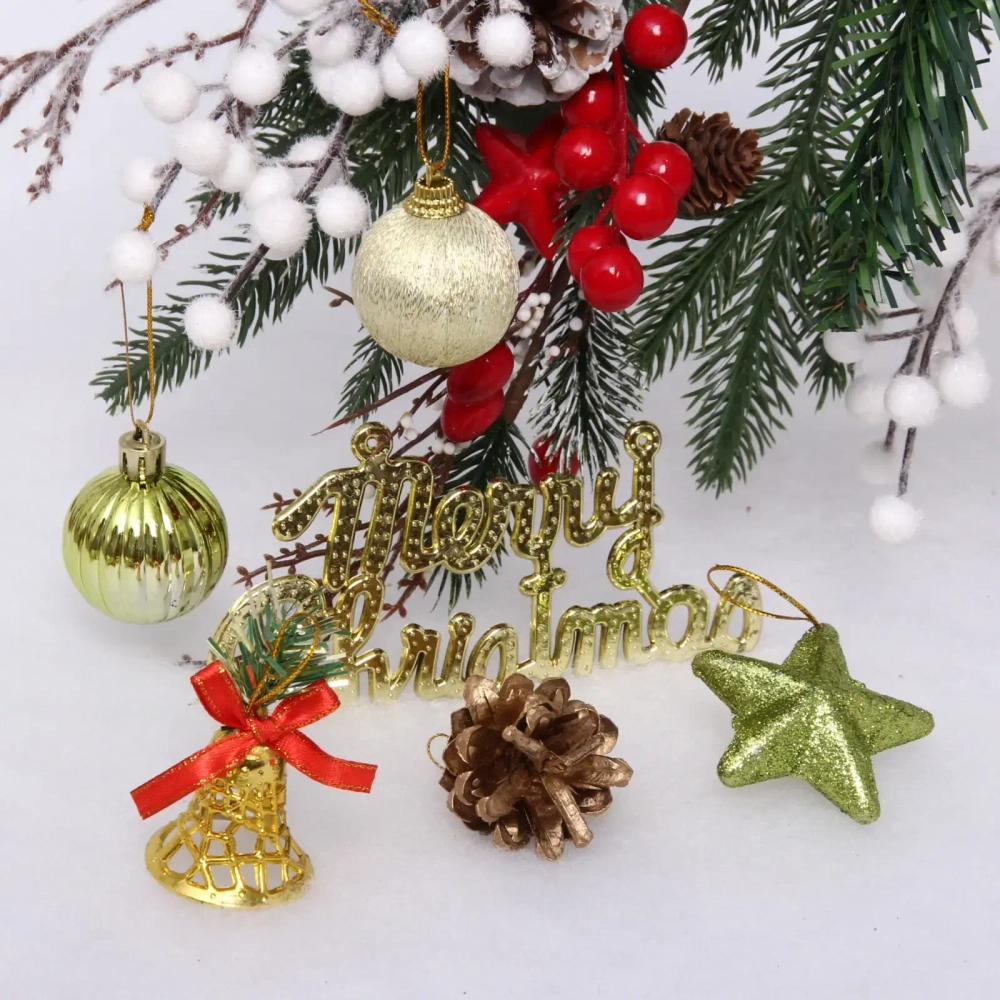 Набор украшений «Волшебный новый год» 16*7.5*8 см (30 предметов), Зелёный