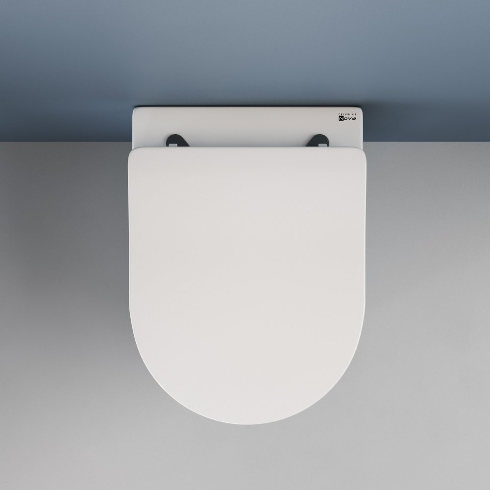 Комплект подвесной безободковый унитаз Ceramica Nova Moments Rimless CN3003 37 x 49 x 34 см с сиденьем Soft Close + инсталляция Grohe Rapid SL 38775001 4 в 1 с кнопкой смыва