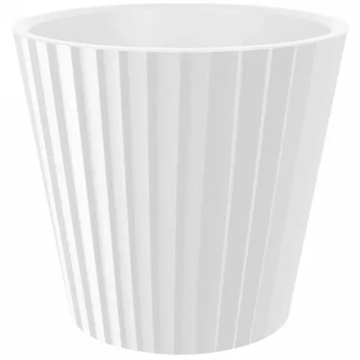 Горшок для цветов пластиковый 2л d-16см «Sand» c дренажной вставкой, белый
