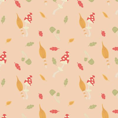 Осенние грибы на персиковом фоне.