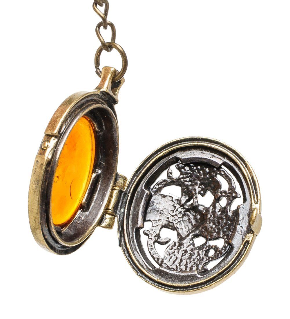 AM-1611 Брелок «Медальон Лоза» (латунь, янтарь)