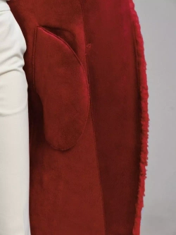 Шуба из овечьей шерсти, красная, SilverFox