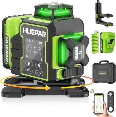 Лазерный уровень Huepar W04CG (ТОЧНЫЙ) с поворотным электромотором и дисплеем