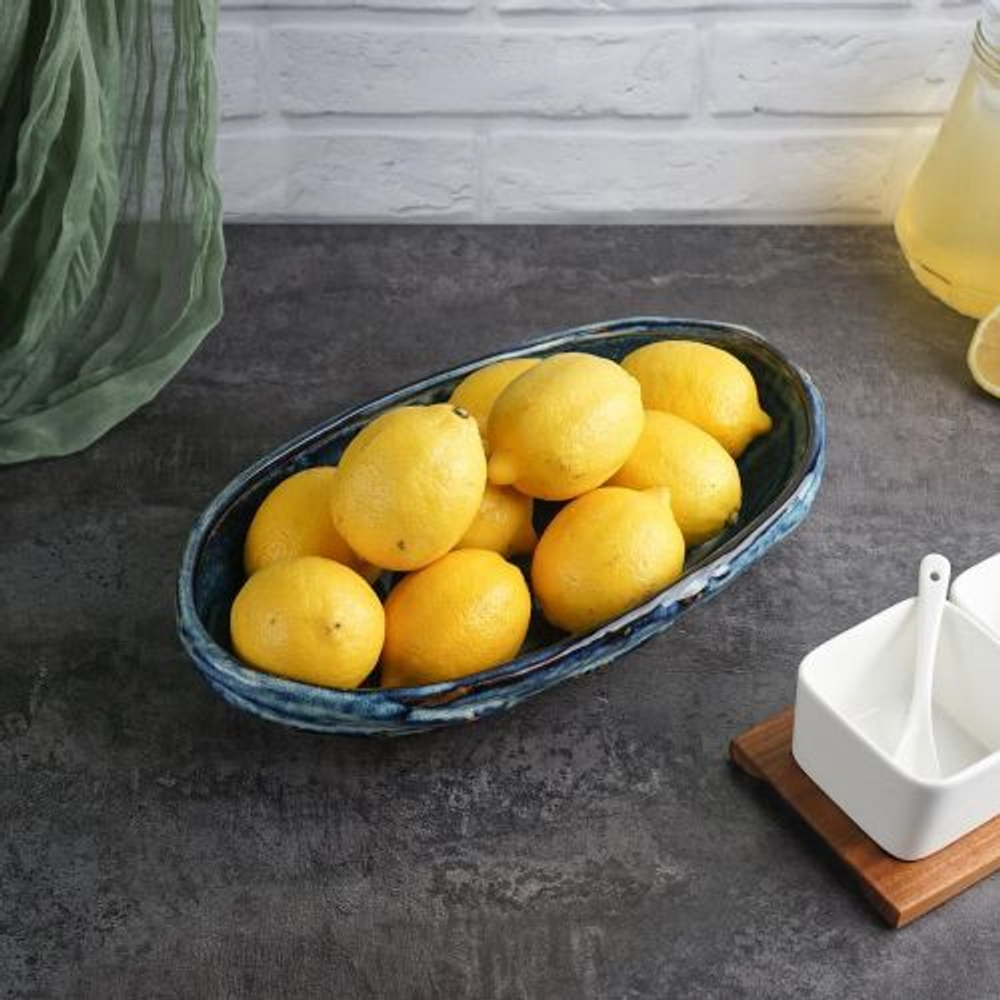 Блюдо 1.5л, 35*19см,фарфор,серия "Aqua Blue", P.L. - Proff Cuisine