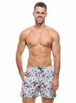 Мужские пляжные шорты с принтом в виде воздушных шаров (Размер: L) (Цвет: белый)