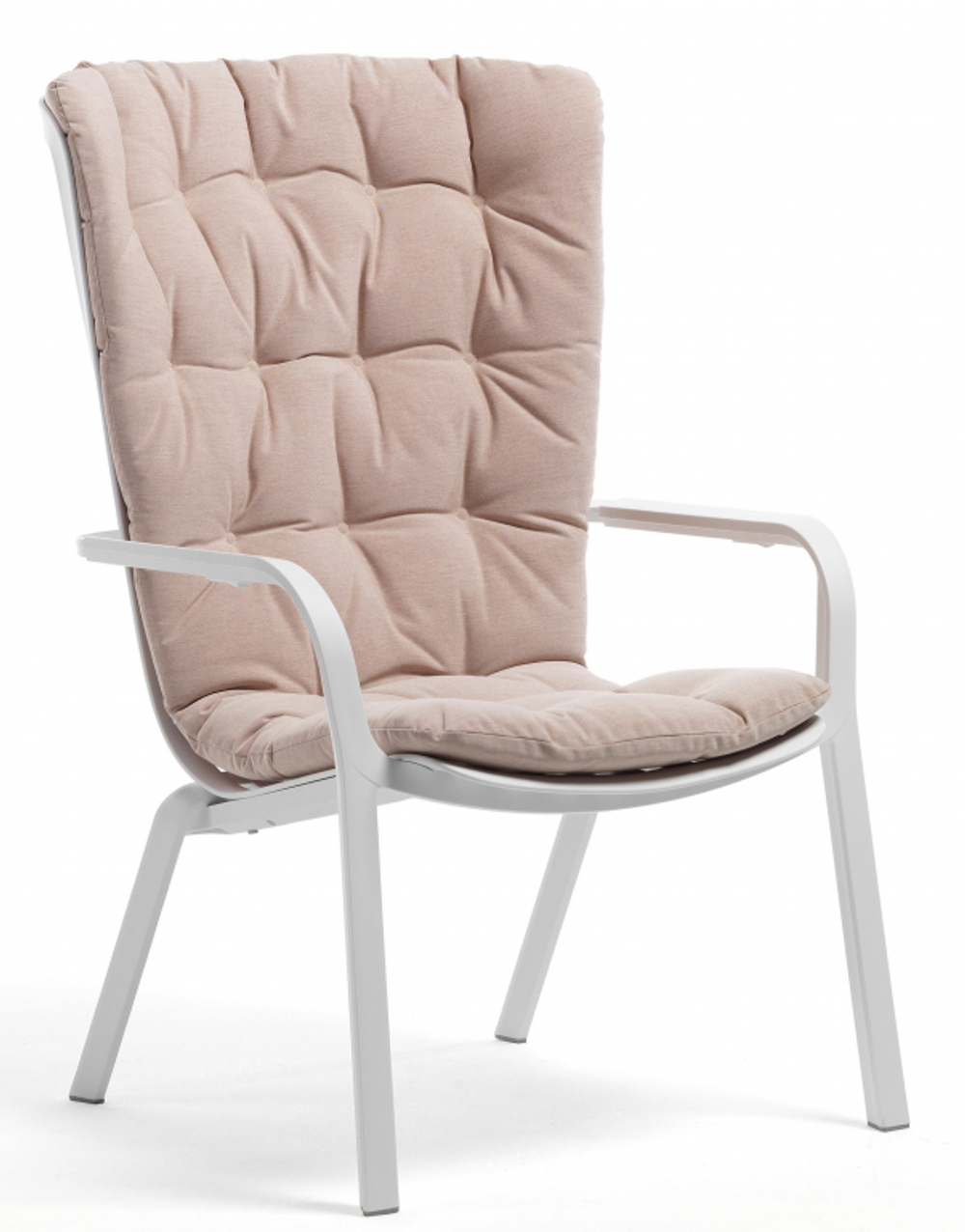 Лаунж-кресло пластиковое с подушкой Nardi Folio, белый, розовый