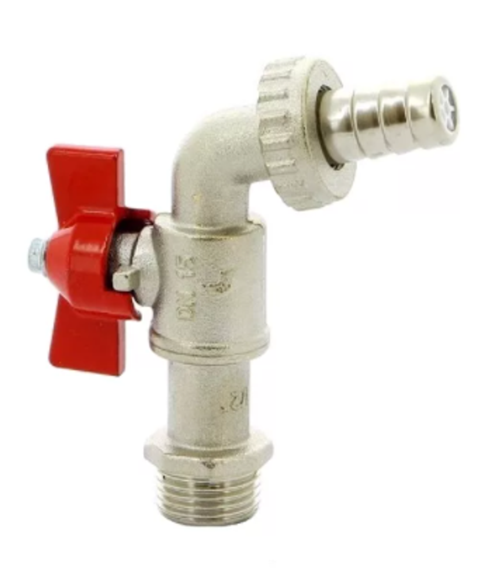 Кран шаровый 20 (3/4") НН со штуцером бабочка (Италия)