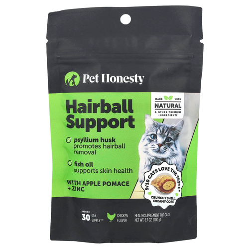 Pet Honesty, Hairball Support, для кошек, с курицей, 100 г (3,7 унции)