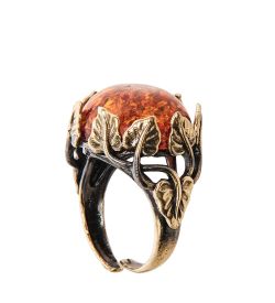 AM-2524 Кольцо «Королева Леса» (латунь, янтарь)