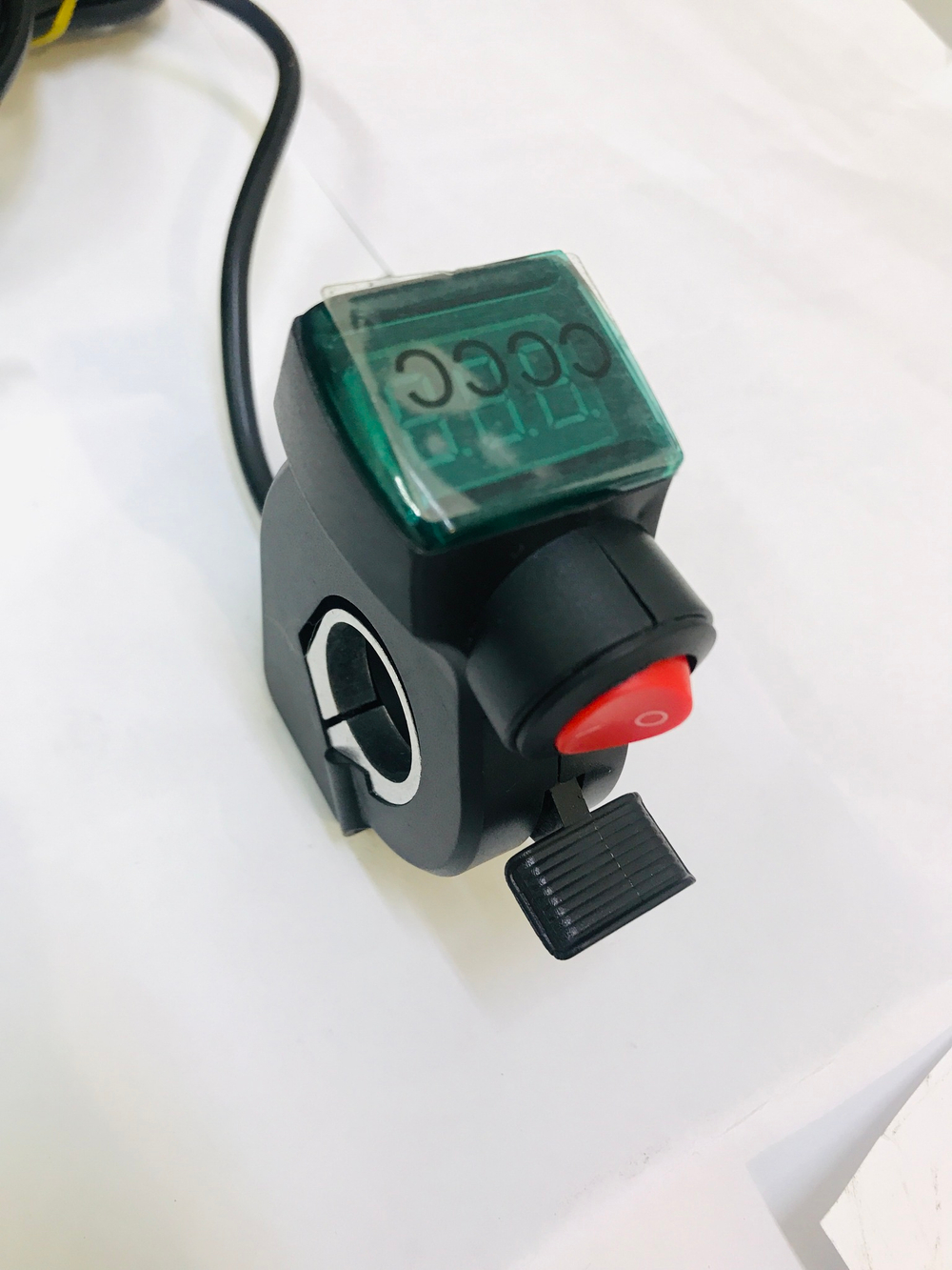 Рычаг газа лепестковый с вольтметром и кнопкой вкл/выкл для электровелосипеда