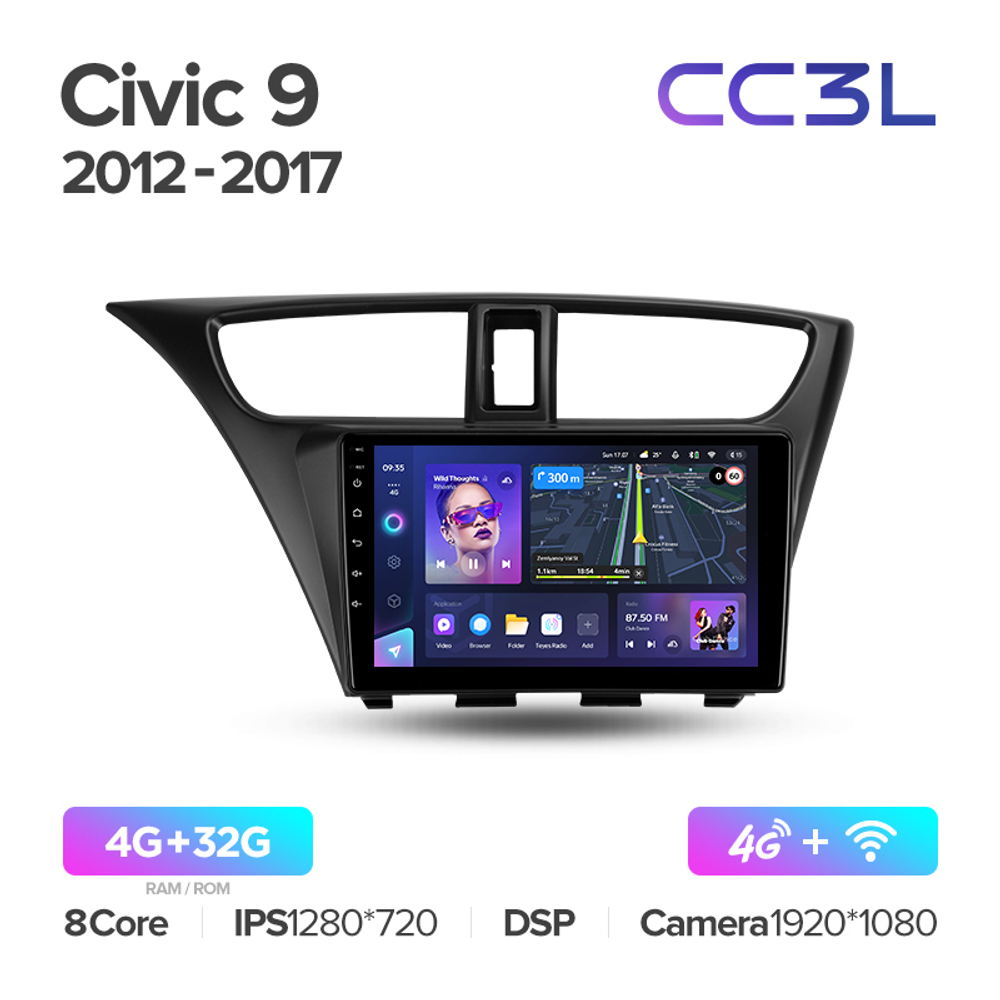 Teyes CC3L 9"для Honda Civic 9 2012-2017
