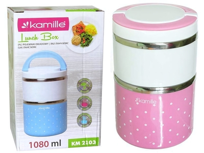Ланч бокс 1080мл 2 отделения, цвет микс